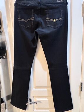 Guess Black Stretch Jeans with Gold Logo Accent